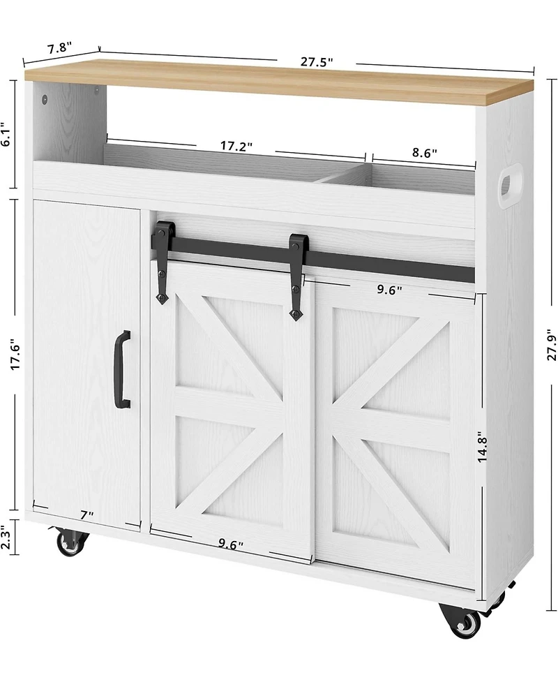 Ironck Toilet Paper Cabinet with Rolling Wheels, Paper Holes, White/Natural