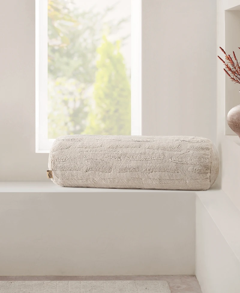 Ugg Valor Carved Faux-Fur Bolster Decorative Pillow, 8" x 26"