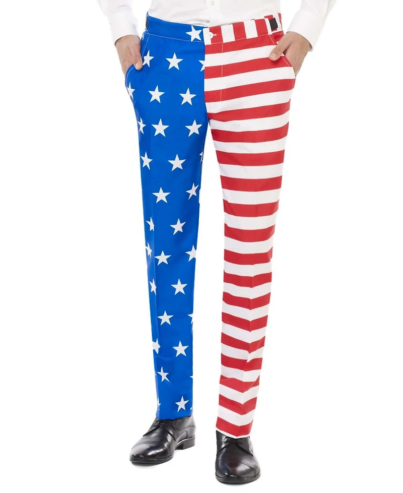 Suitmeister Men's Usa Suit - American Flag Outfit Slim Fit - Blue - Red - White