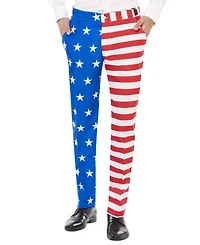 Suitmeister Men's Usa Suit - American Flag Outfit Slim Fit - Blue - Red - White
