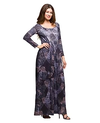 24seven Comfort Apparel Women's Long Sleeve Empire Waist Maxi Dress