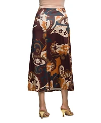 24seven Comfort Apparel Women's Elastic Waist Midi Skirt