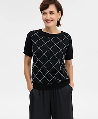 Jm Collection Women's Embellished Short-Sleeve Sweater, Macy's Exclusive