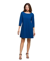24seven Comfort Apparel Women's Three Quarter Sleeve A Line Knee Length Dress