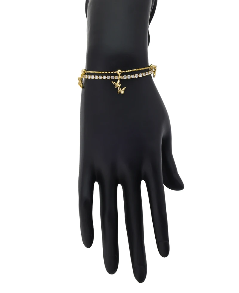 Unwritten Cubic Zirconia Butterfly Charm Bolo Bracelet