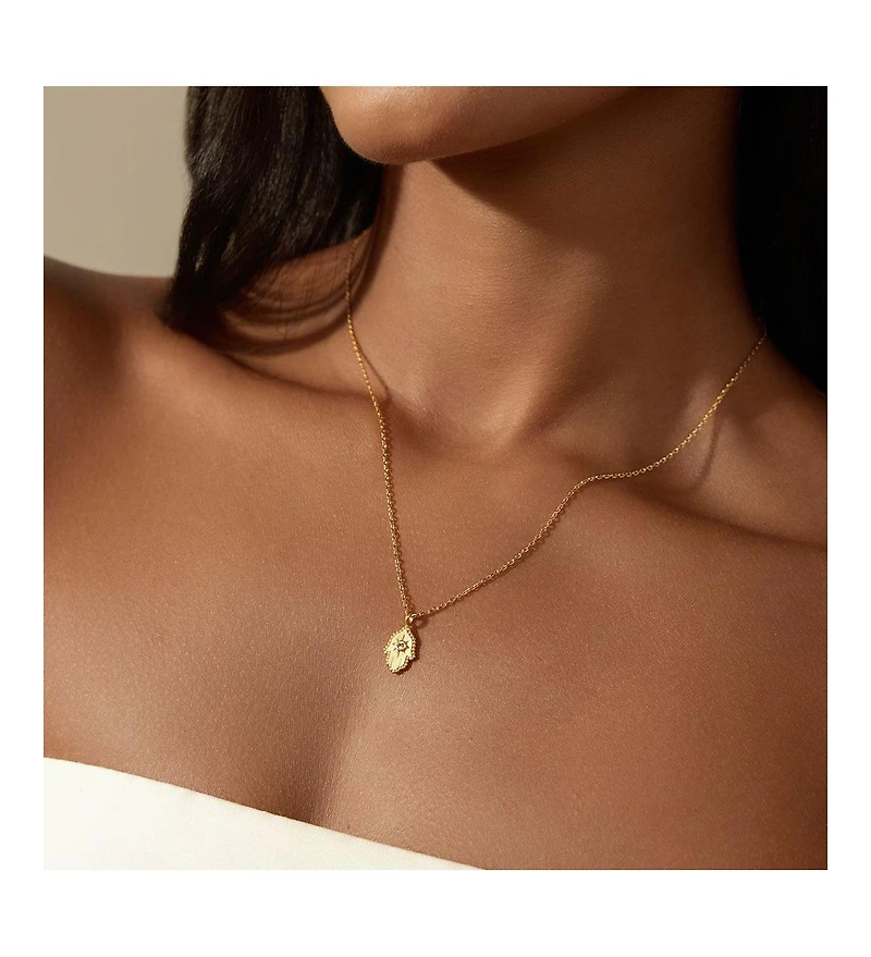 Satya Jewelry Protective Hand White Topaz Hamsa Necklace