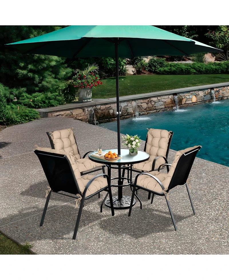 Aoodor Outdoor 42"x 20" x5" Tufted Back Cushions Patio Replacement Chair Cushion with Ties, Water and Fade Resistant for All Weather, S