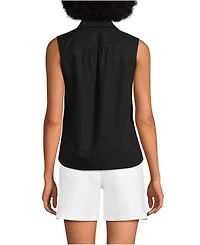 Lands' End Women's Sleeveless No Iron Shirt with Lace Inset