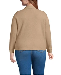 Lands' End Women's Plus Long Sleeve Waffle Collared Shacket