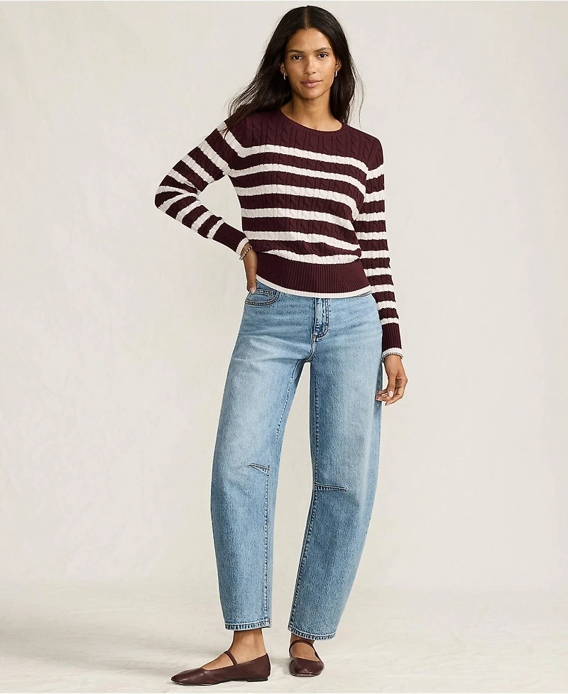 Lands' End Women's Petite Drifter Modern Cable Crew Sweater