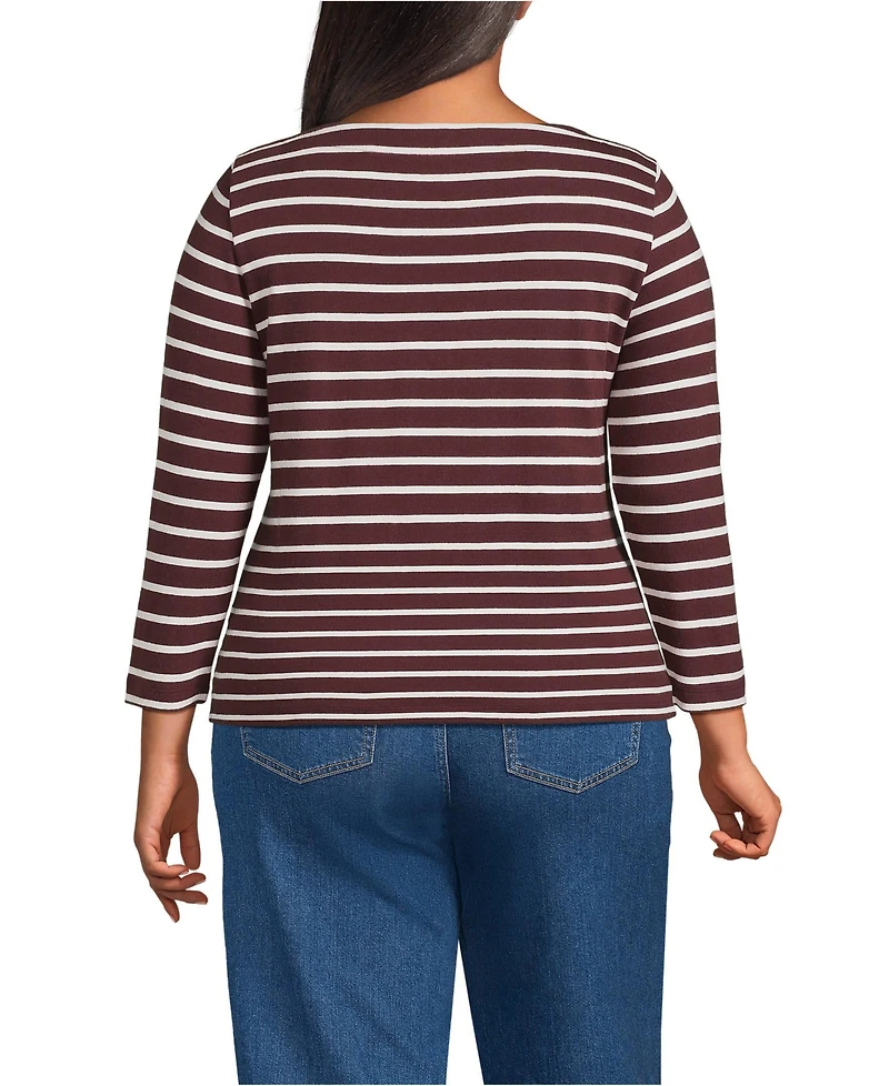 Lands' End Women's Plus Mariner Jersey Boatneck Top