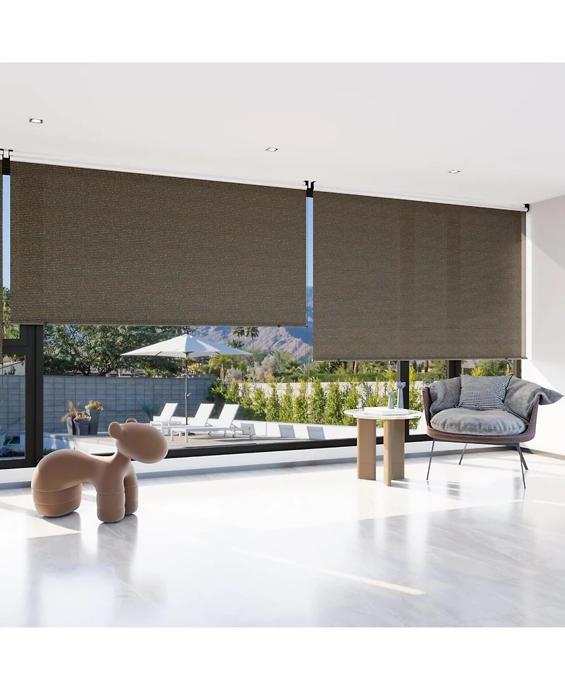 Aecojoy Outdoor Roller Shade, 8'(W) x6'(H) Sun Shade Cover Canopy