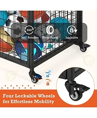 Aecojoy Ball Cart Storage, Rolling Basketball Bin with Wheels for Garage, School, Gym, Sports Equipment and Toy Organizer,Extra Large
