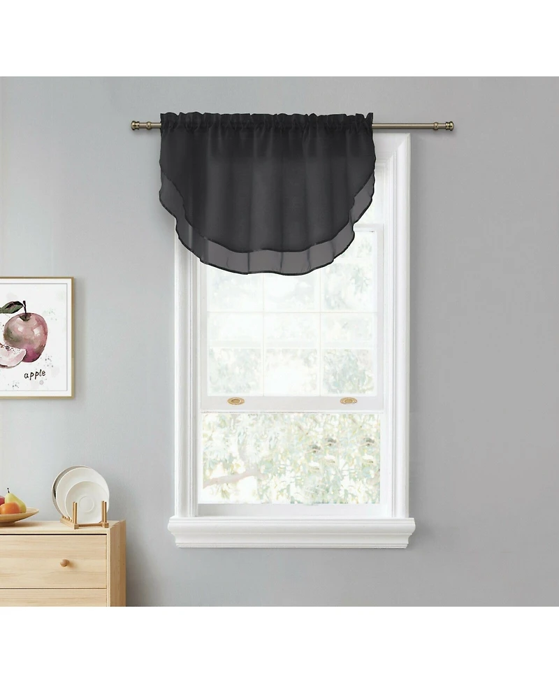 Kate Aurora Living Double Layered Sheer Rod Pocket Ascot Window Valances