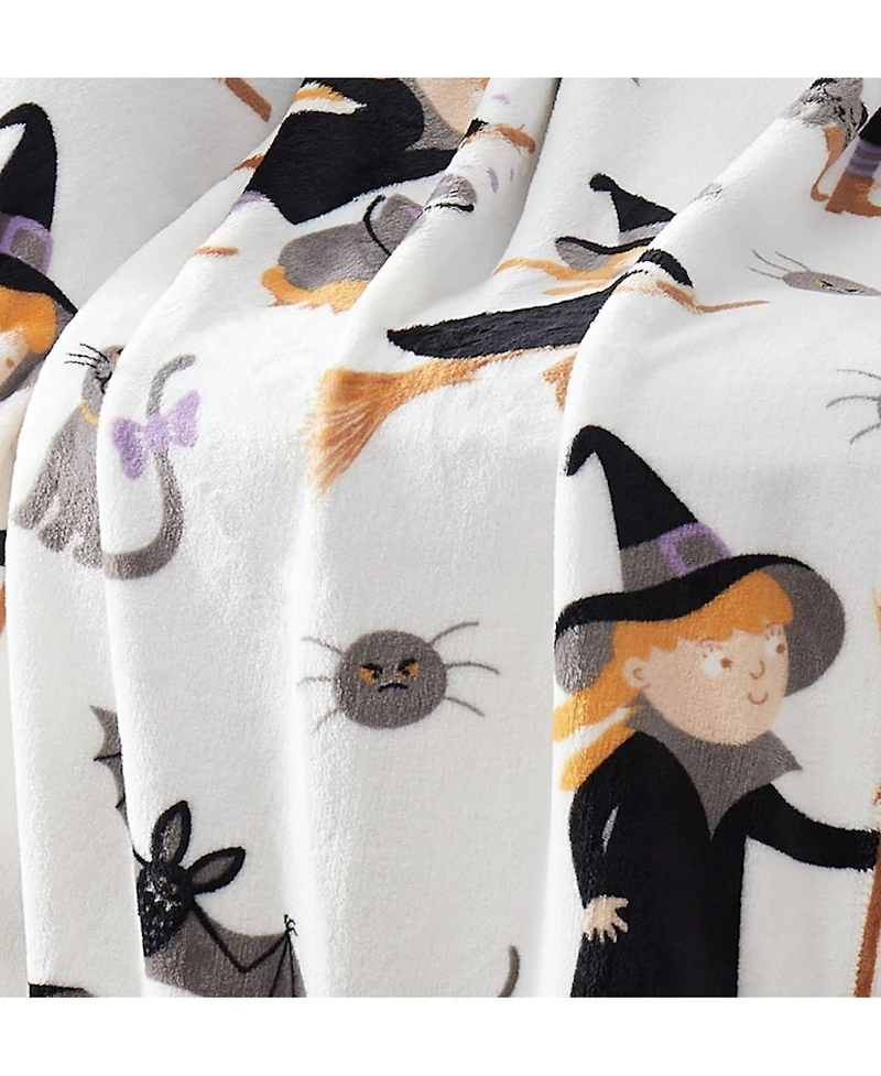 Kate Aurora Ultra Soft & Plush Halloween Friendly Witches & Bats Accent Throw Blanket Cover - 50 in. W x 70 in. L
