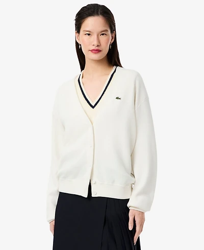 Lacoste Usa Women's V-Neck Cardigan Sweater