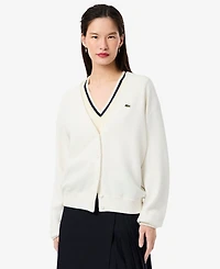 Lacoste Usa Women's V-Neck Cardigan Sweater