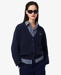 Lacoste Usa Women's V-Neck Cardigan Sweater