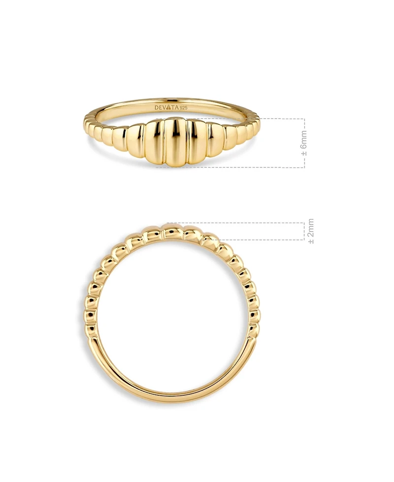 Devata Ribbed Ring Gold Plated Sterling Silver, 9