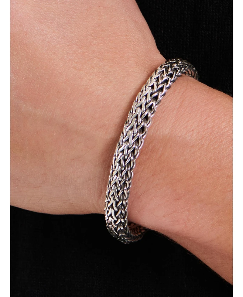 Devata Dragon Bone Oval 9mm Chain Bracelet in Sterling Silver, Large 8.0 in