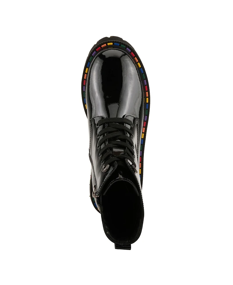 Spring Step Mistique Waterproof Leather Lace-Up Rain Boot with Artistic Outsole and Side Zipper