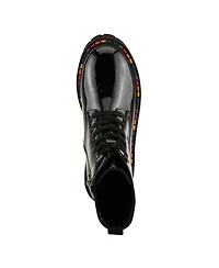 Spring Step Mistique Waterproof Leather Lace-Up Rain Boot with Artistic Outsole and Side Zipper