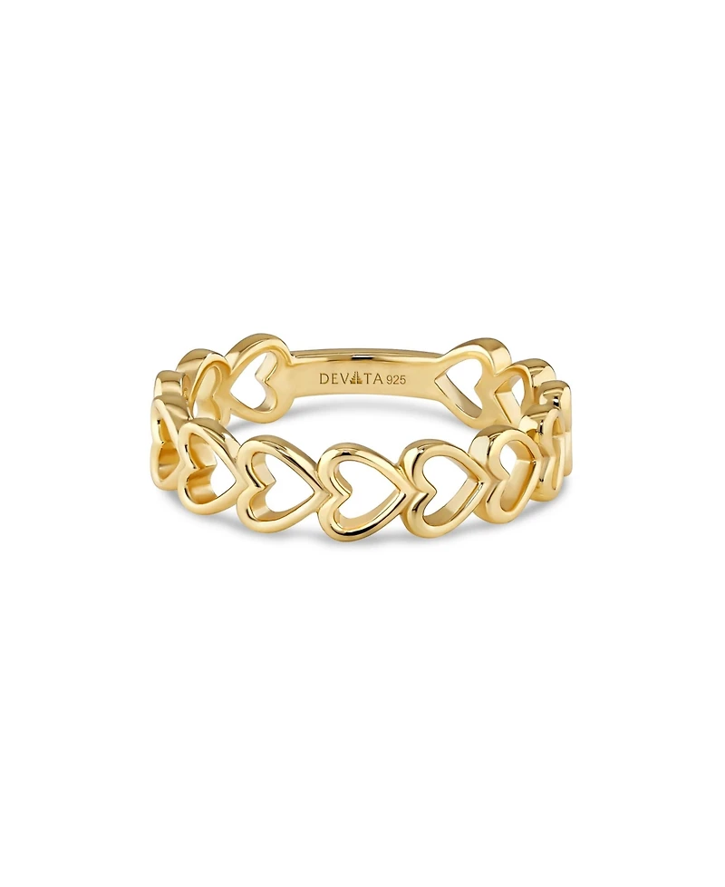 Devata Open Heart Ring in Gold Plated Sterling Silver