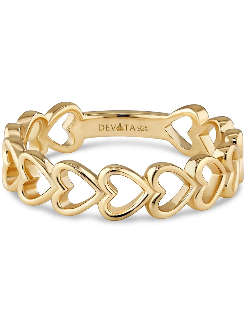 Devata Open Heart Ring Gold Plated Sterling Silver, 9