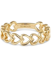 Devata Open Heart Ring Gold Plated Sterling Silver, 9