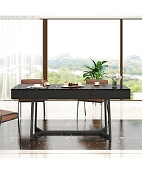 Lovmor Modern Black 70.87" Computer Desk, Study & Work Desk, Y-Shaped Metal Legs