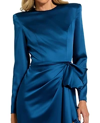 Mac Duggal Women's Long Sleeve Structured Bow Draped Gown