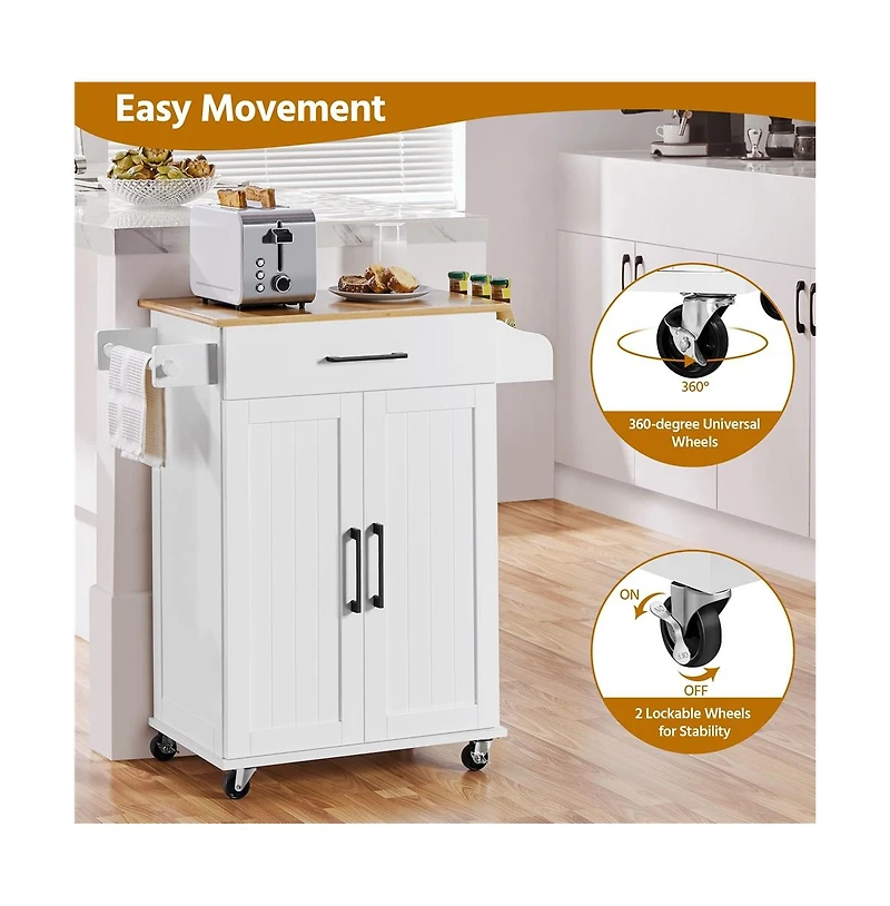 Yaheetech 35" H Rolling Kitchen Island Cart with Spice Rack