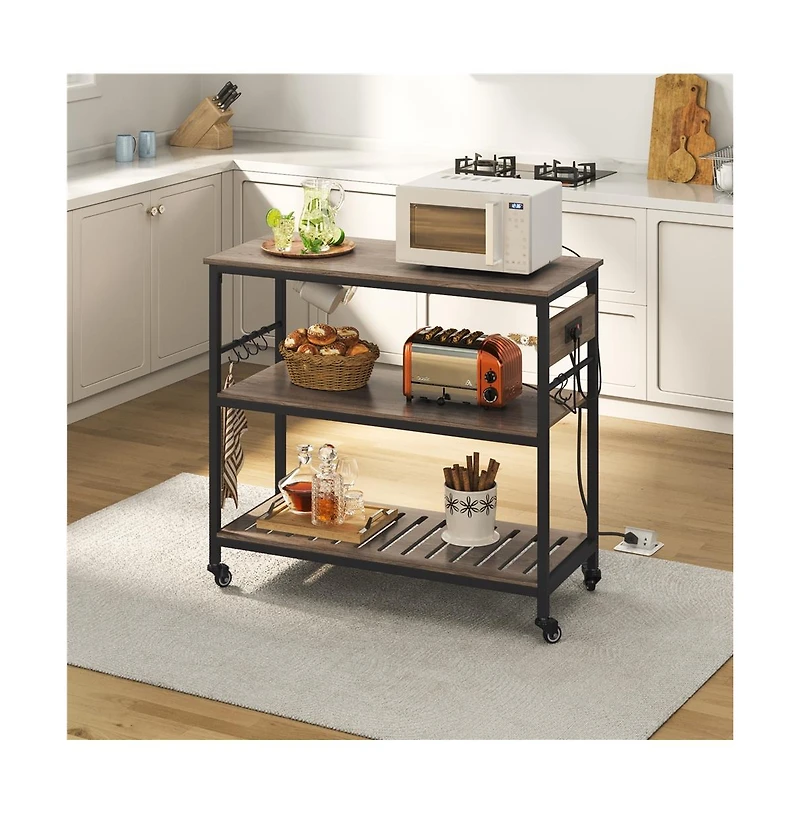 Yaheetech 36.5" H Kitchen Island Cart with Charge Station
