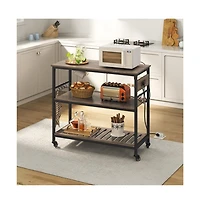 Yaheetech 36.5" H Kitchen Island Cart with Charge Station