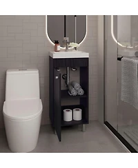 Depot E-Shop Valdez Bathroom Vanity, 1 Door, 4 Legs, 2 Shelves, White