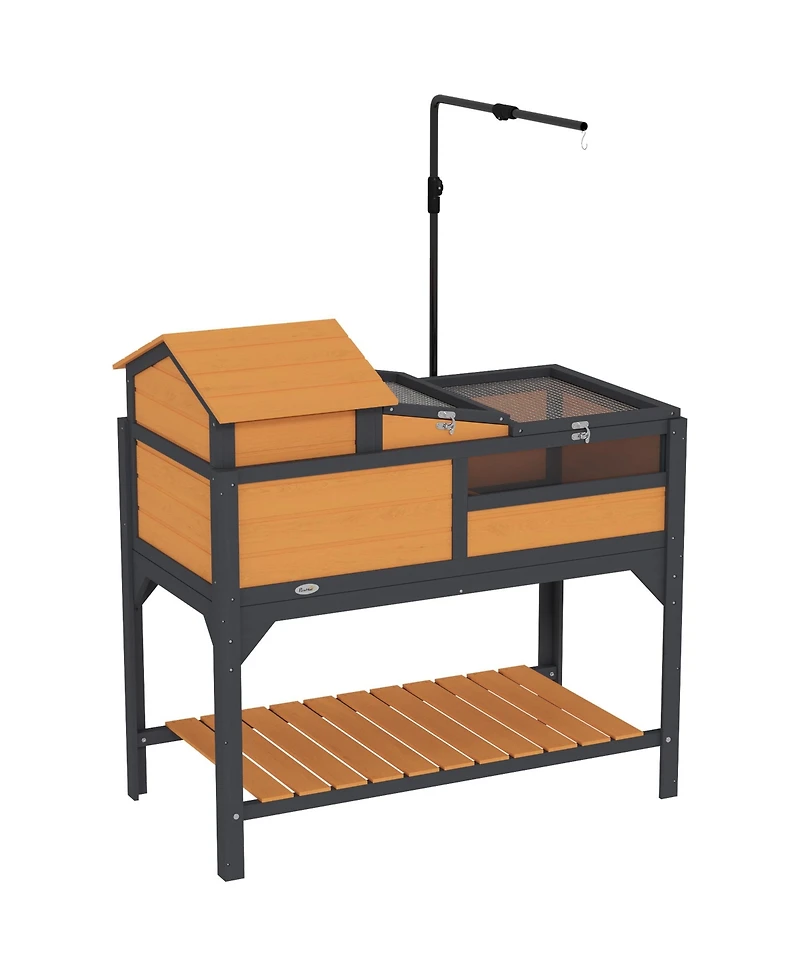 PawHut Tortoise Habitat with Adjustable Lamp Holder, Storage Shelf,