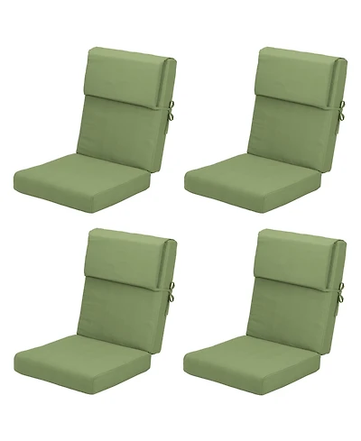 Aoodor Patio High Back Chair Cushion Olefin Fabric Slipcover Sponge Foam 46 x 21 x 4 Inch, Set of 4 (Only Cushions)