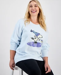 Love Tribe Trendy Plus Skating Snoopy Glitter Graphic Sweatshirt