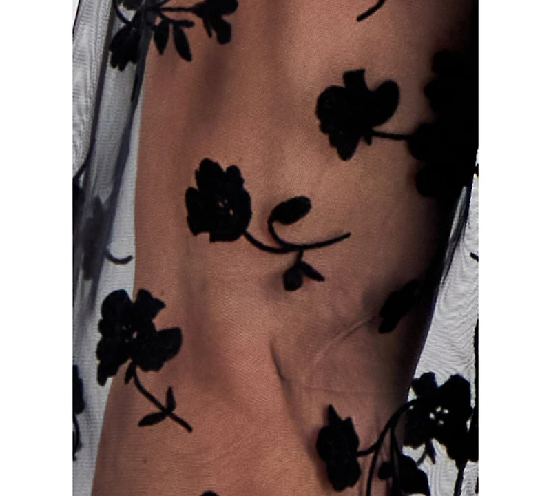 Madden Girl Trendy Plus Sheer-Sleeve Mock Neck Top