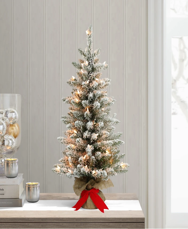 Puleo 3FT Pre-Lit Flocked Franklin Fir Artificial Christmas Tree