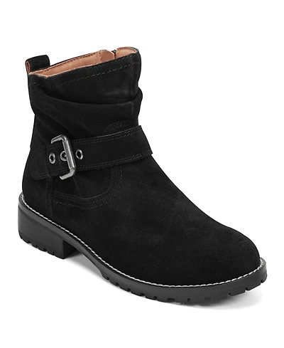 Earth Women's Thrill Buckle Strap Ruched Booties