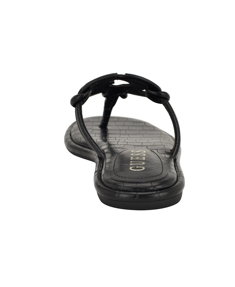Guess Women's Saime Embellished G Cutout Flat Thong Sandals