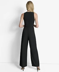 Dkny Sleeveless Asymmtetric Wide Leg Vest Jumpsuit