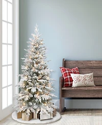 Puleo 4.5FT Pre-Lit Flocked Slim Northern Fir Tree