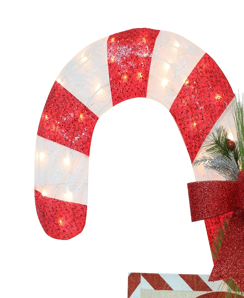 4' Lighted Outdoor Fabric Mesh Candy Cane Pair with 100 Underwriters Laboratories Clear Incandescent Lights