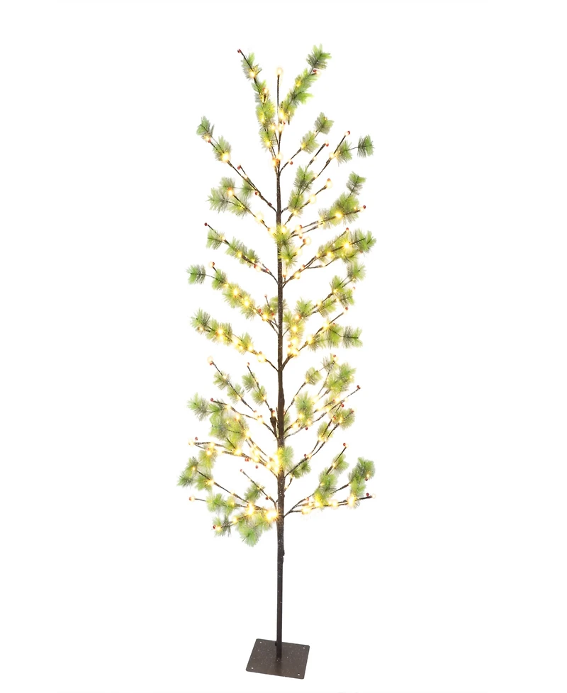 Puleo 6FT Red Berry Led Artificial Tree