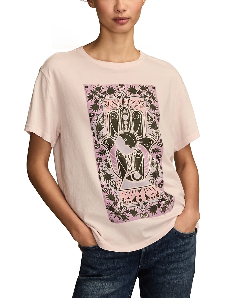 Lucky Brand Women's Celestial Hamsa Poster Short Sleeve T-Shirt