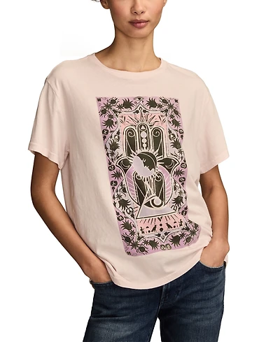 Lucky Brand Women's Celestial Hamsa Poster Short Sleeve T-Shirt