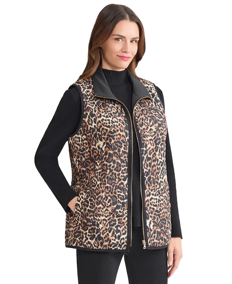 Jones New York Women's Zip-Front Quilted Vest Jacket