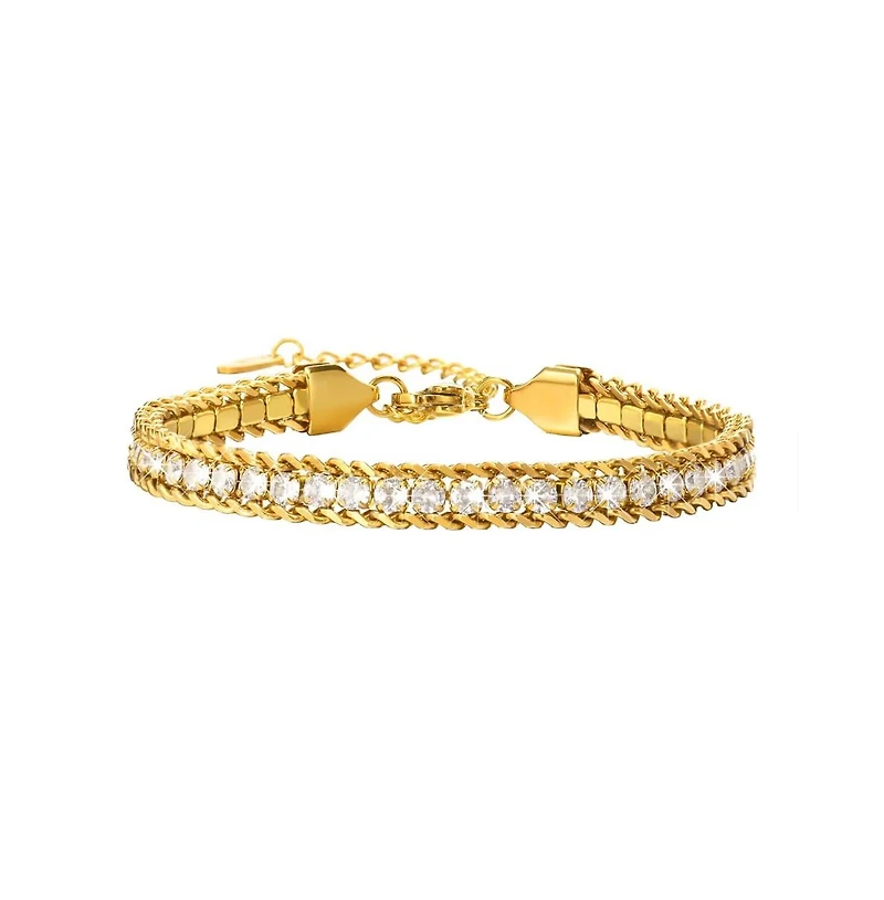 Amelia Sparkle Stack Adjustable Cz Chain Bracelet